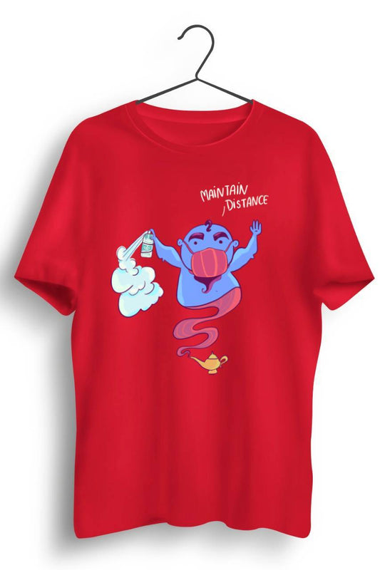 Distance Graphic Printed Red Tshirt