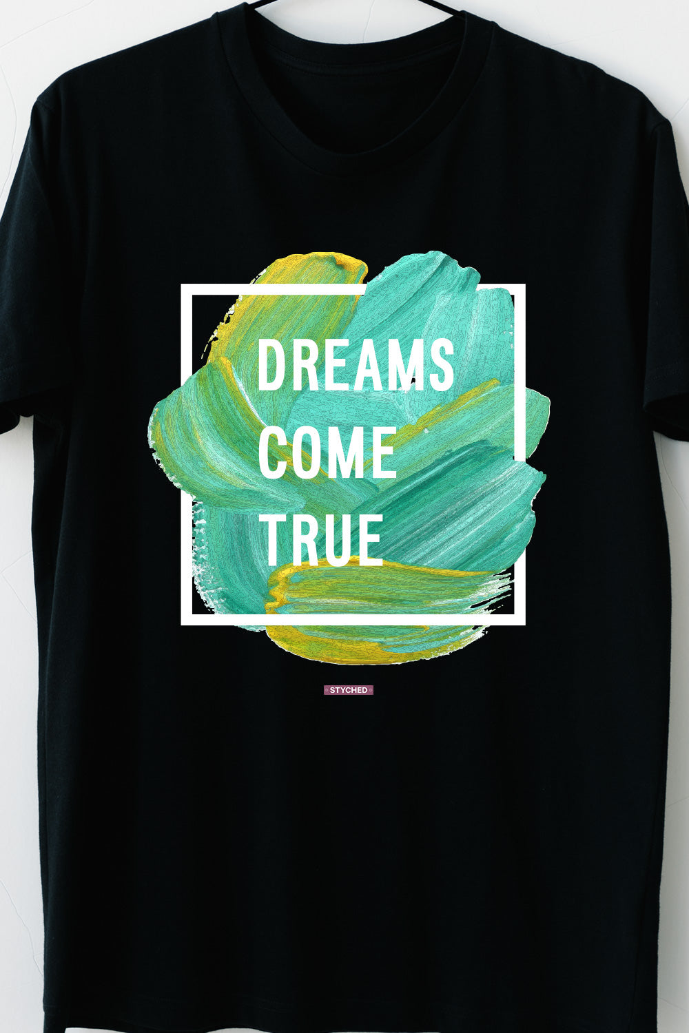 Dreams Come True- Inspirational Black Round Neck Casual TShirt
