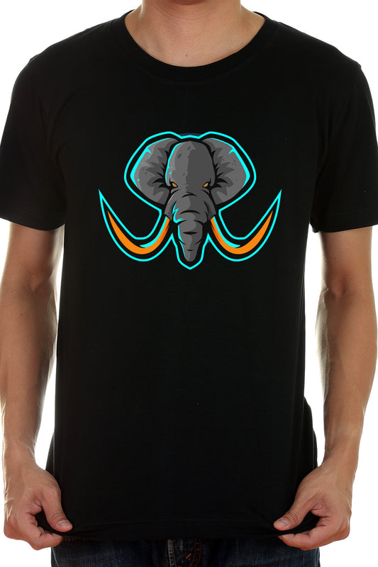 Elephant graphics printed black t-shirt - The Mighty one