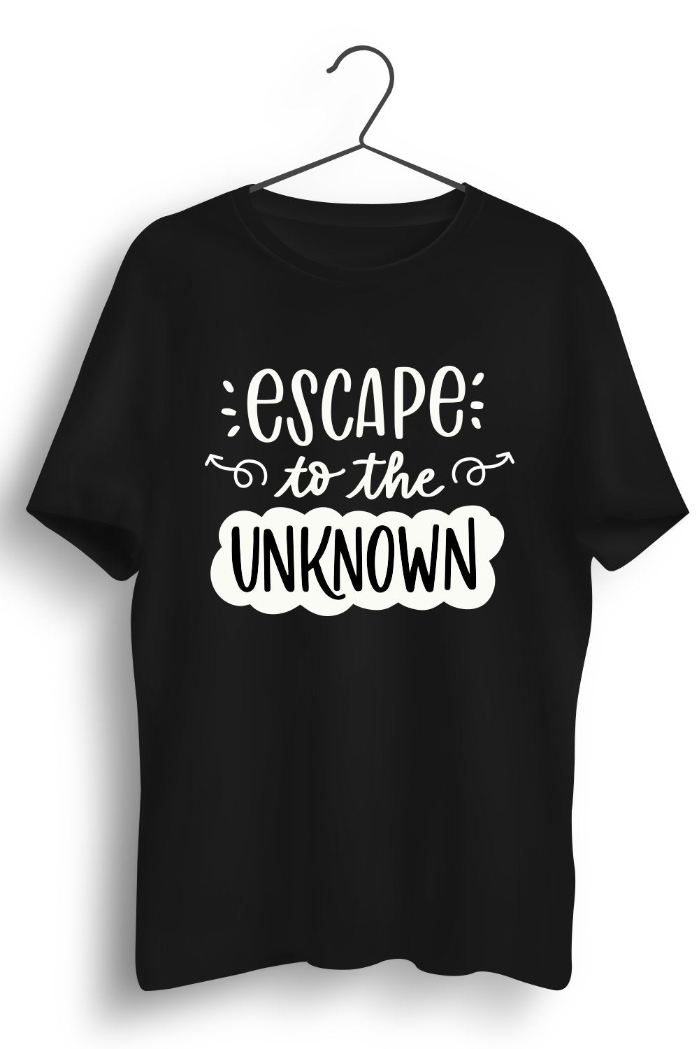 Escape To The Unknown Graphic Printed Black Tshirt