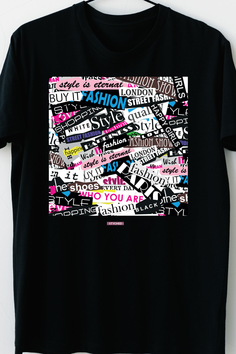 Fashion Word Cloud - Collage Casual Black TShirt