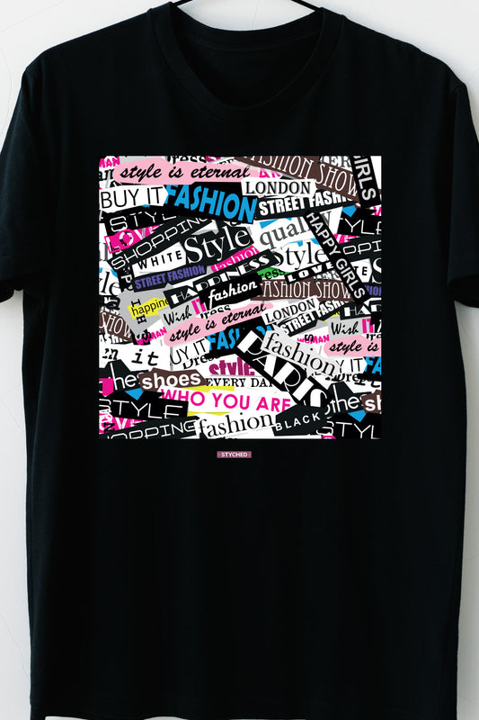 Fashion Word Cloud - Collage Casual Black TShirt