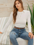 Fitted long sleeve white crop tee
