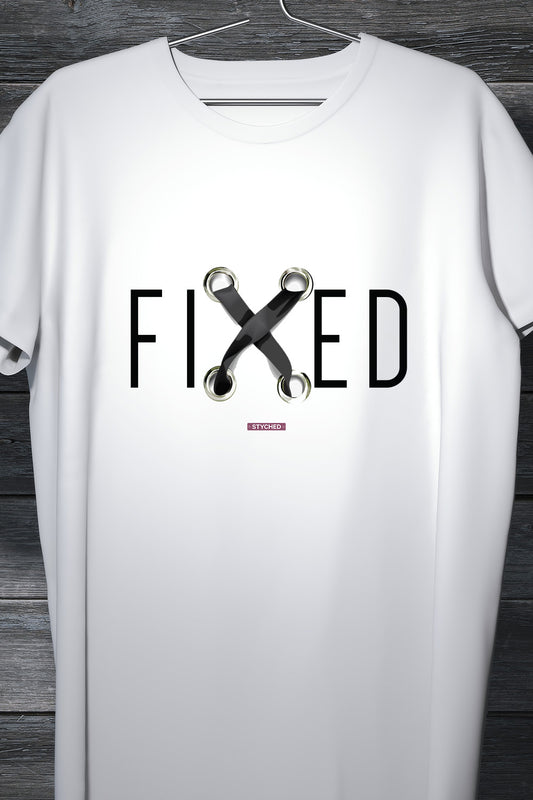 Fixed - White Tee with 3D illusion Casual round neck tshirt