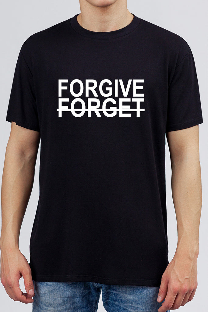 Forgive but cannot Forget - Black Printed T-Shirt