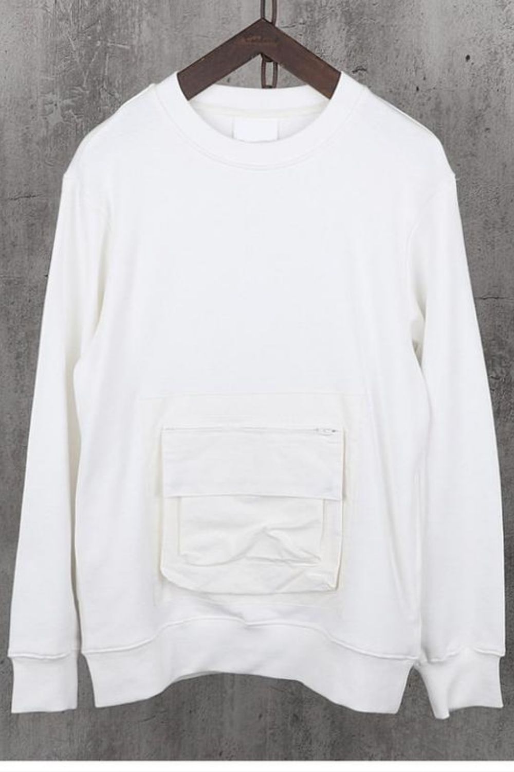 Front Pocket Long Sleeve T-shirt White