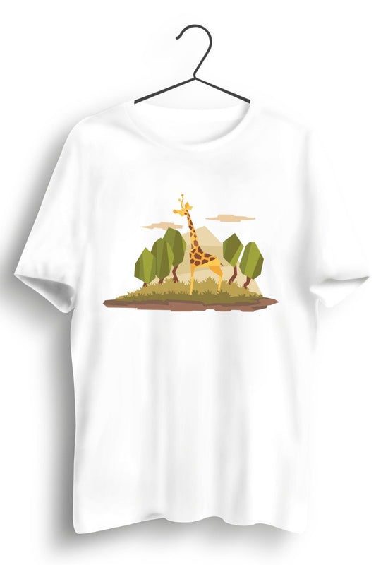 Giraffe Graphic Printed White Tshirt