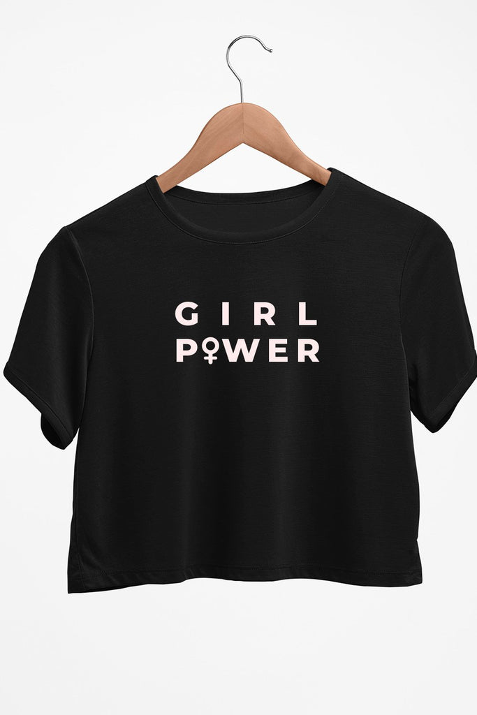 Girl Power Graphic Printed Black Crop Top