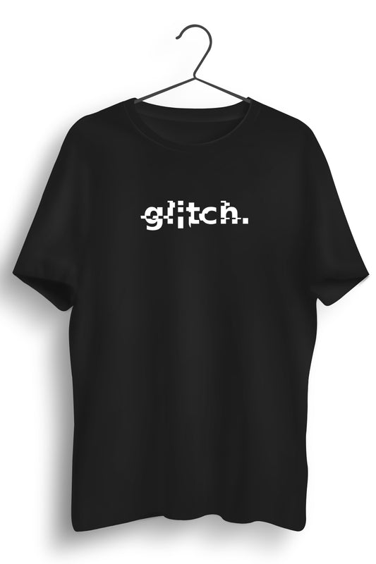 Glitch Printed Black Tshirt