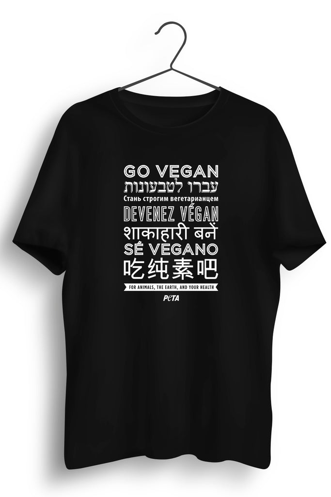 Go Vegan Multilingual Black Tshirt