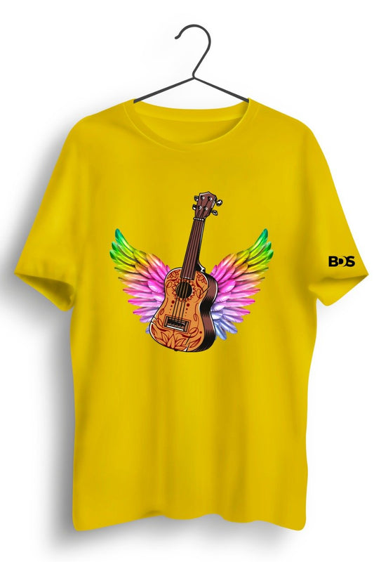 Guitar Wings Graphic Printed Yellow Tshirt