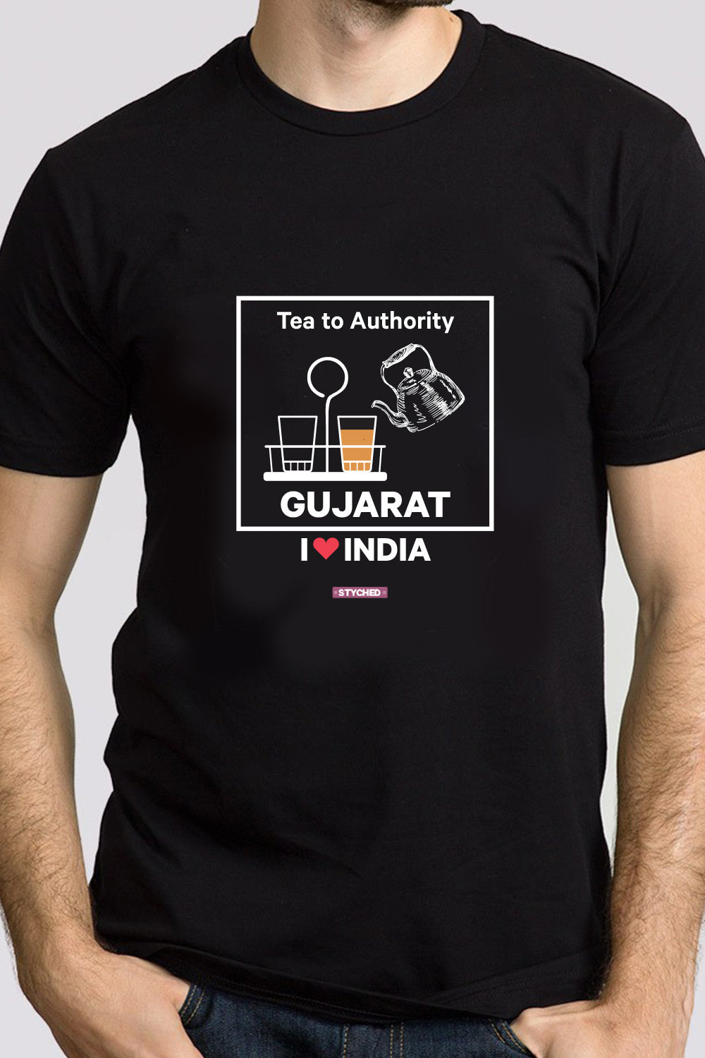 I love Gujarat - Styched in India Graphic T-Shirt Black Color