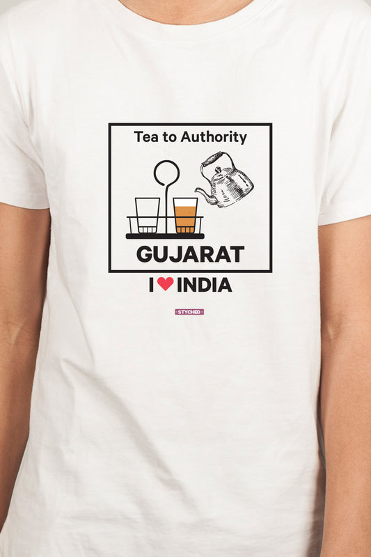 I love Gujarat - Styched in India Graphic T-Shirt White Color
