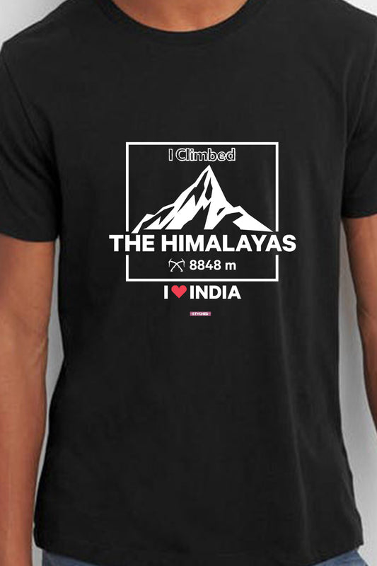 Himalayas - Styched in India Graphic T-Shirt Black Color