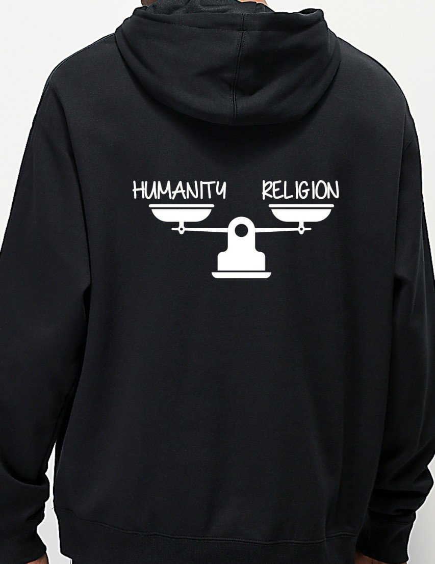 Humanity Religion Graphic Printed Black Hoodie