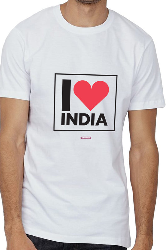 I love India - Styched in India Graphic T-Shirt White Color