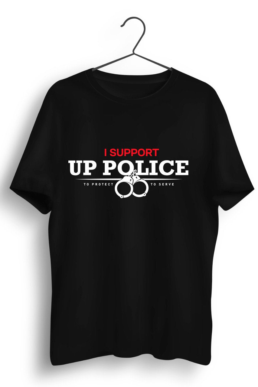 I Support U.P Police Black Tshirt