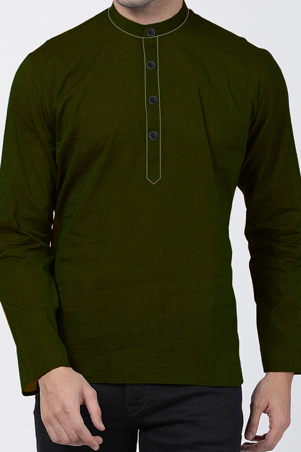 Kevin Mens Olive Green Ethnic Shirt