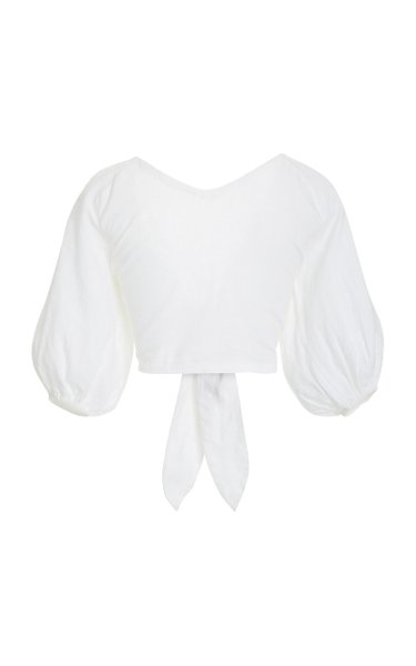 White Mia Knot Detailed Cropped Top