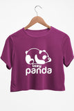 Lazy Panda Graphic Printed Purple Crop Top