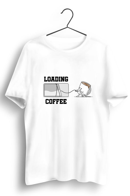 Loading Coffee Graphic Printed White Tshirt
