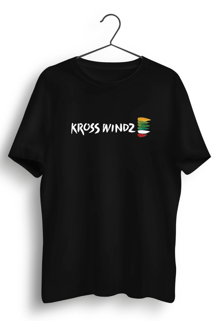 Krosswindz Logo Printed Graphic Black Tshirt