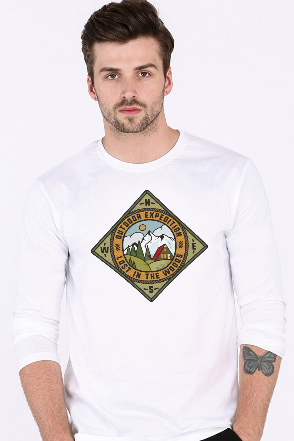 Outdoor Expedition Lost In Woods - White Full Sleeve T-Shirt Cotton