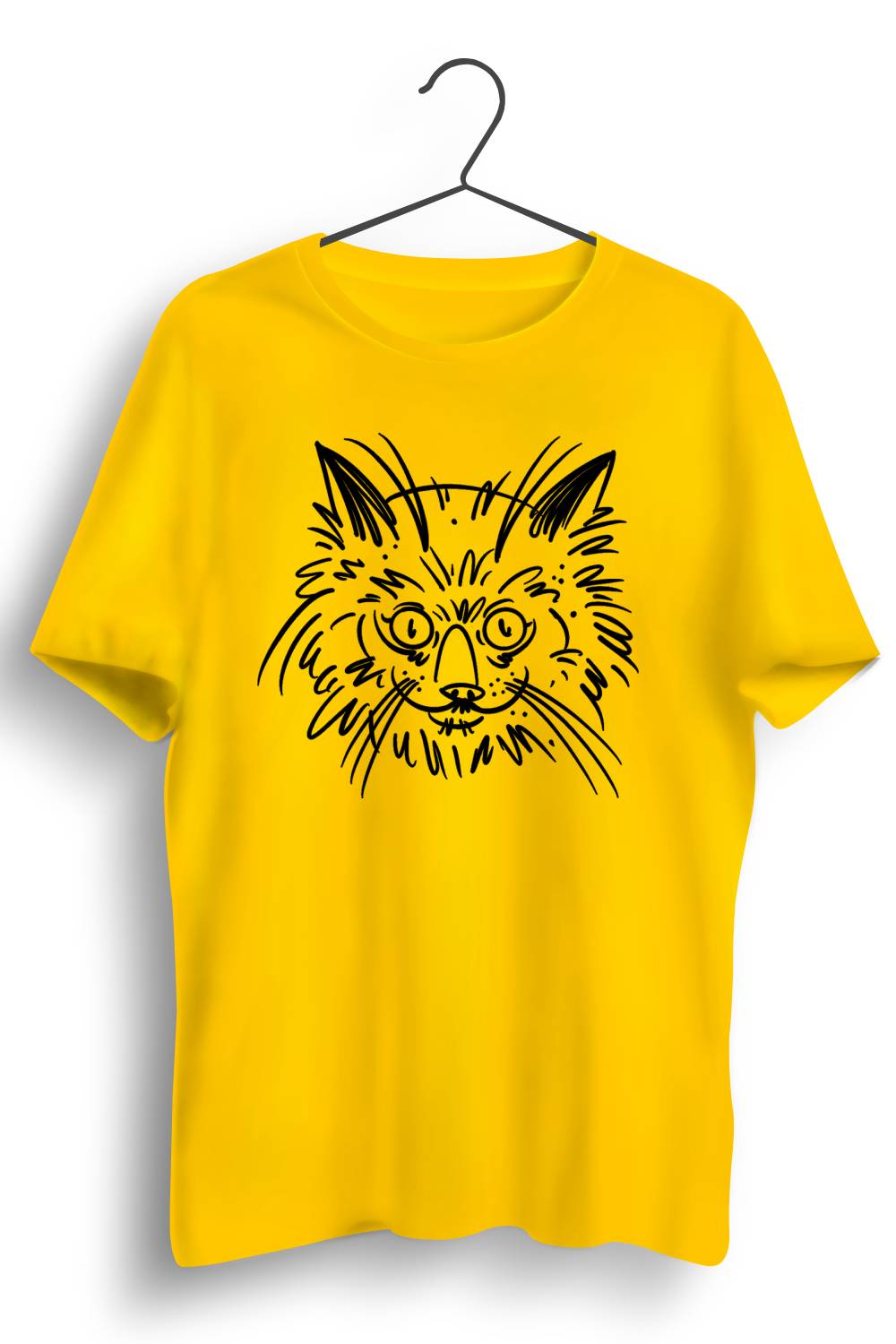 Maine Coon Cat Graphic Printed Yellow Tshirt