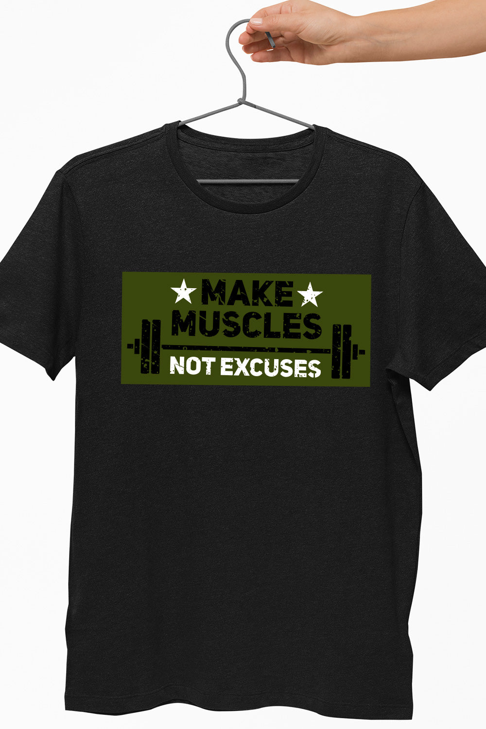 Make Muscles Not Excuses Black Dry-Fit T-Shirt