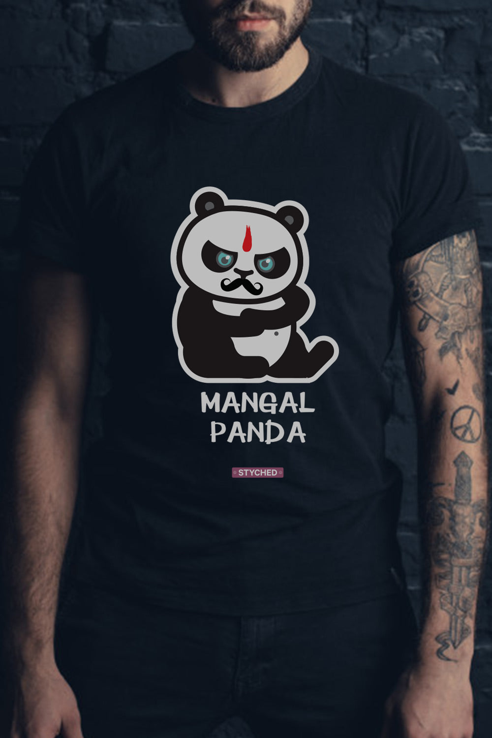 Mangal Panda Graphic T-Shirt Black Color