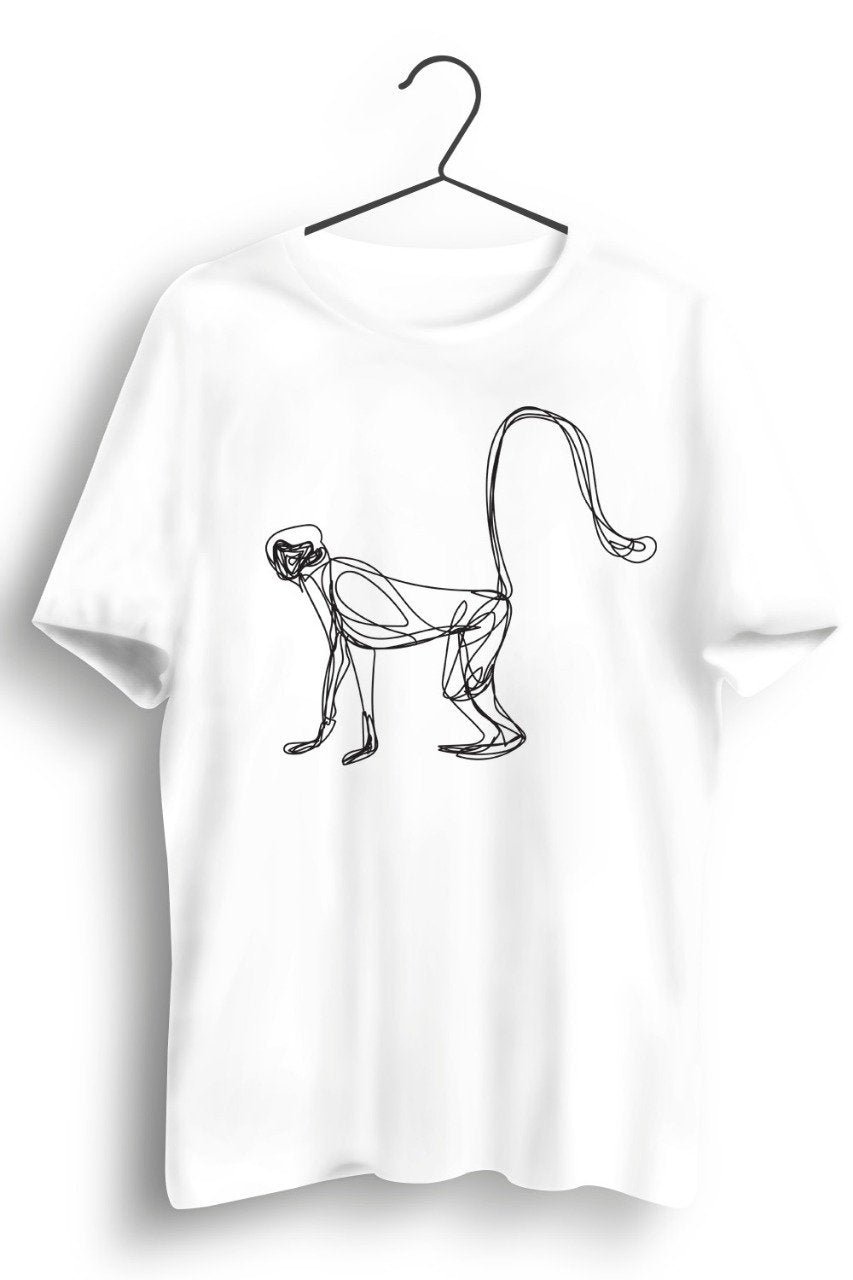 Monkey Graphic Printed White Tshirt