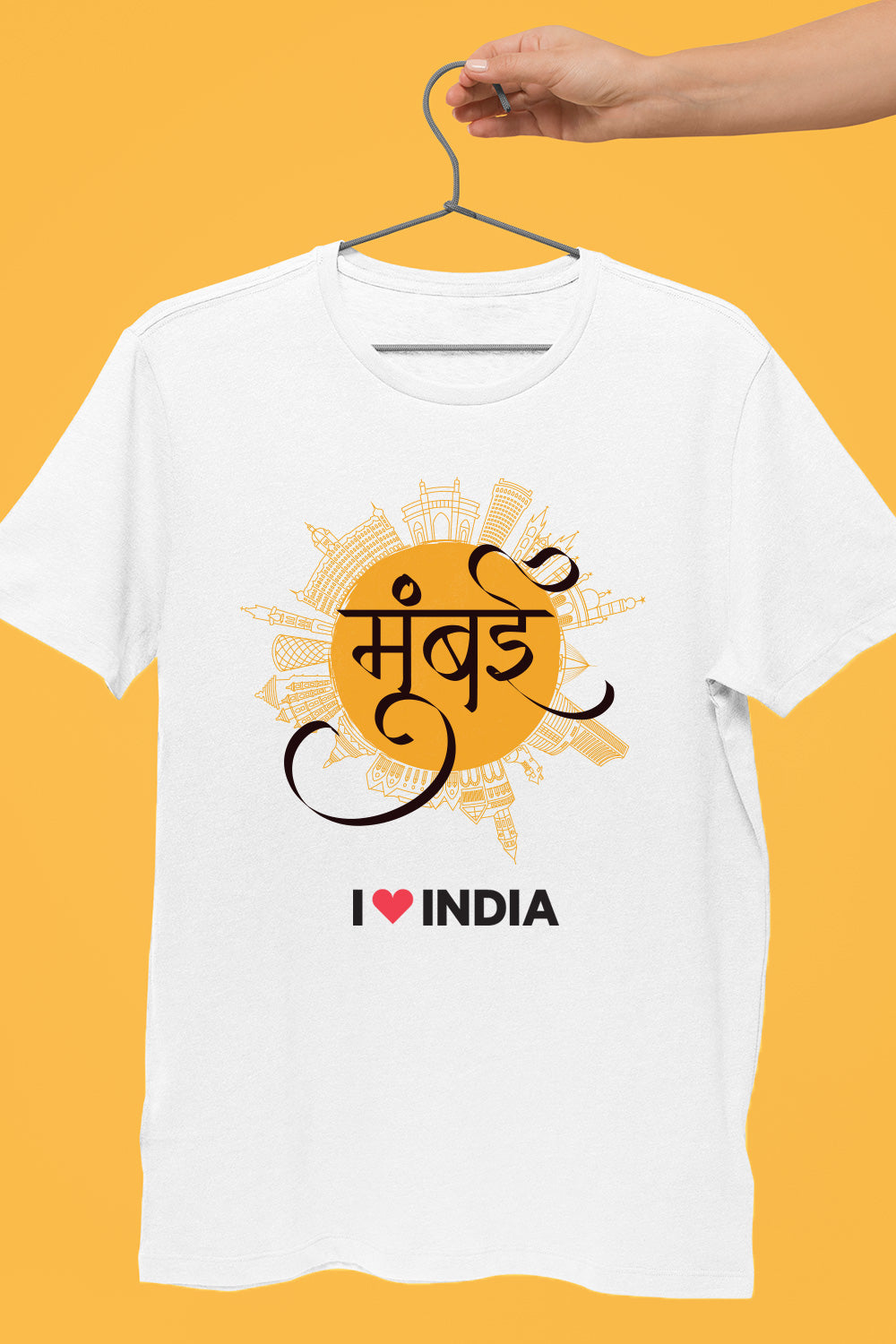 Mumbai - Styched in India Graphic T-Shirt White Color