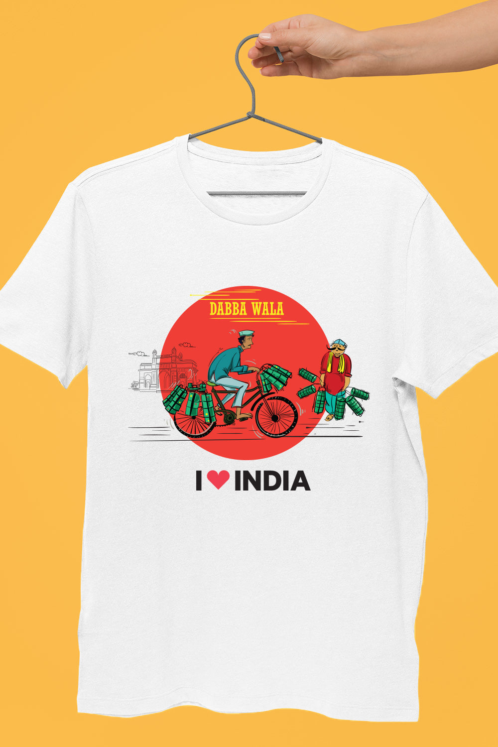 Mumbai Dabbawala - Styched in India Graphic T-Shirt White Color