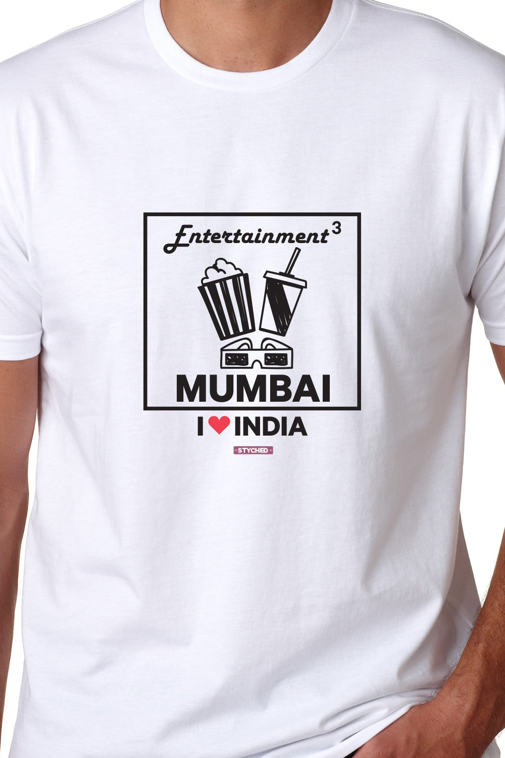 I love Mumbai - Styched in India Graphic T-Shirt White Color