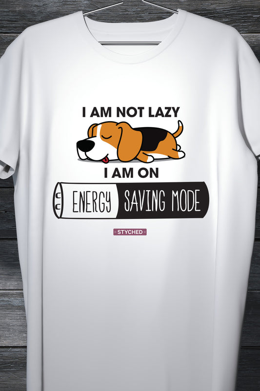 I Am Not Lazy, I am on Energy Saving Mode White graphic tee