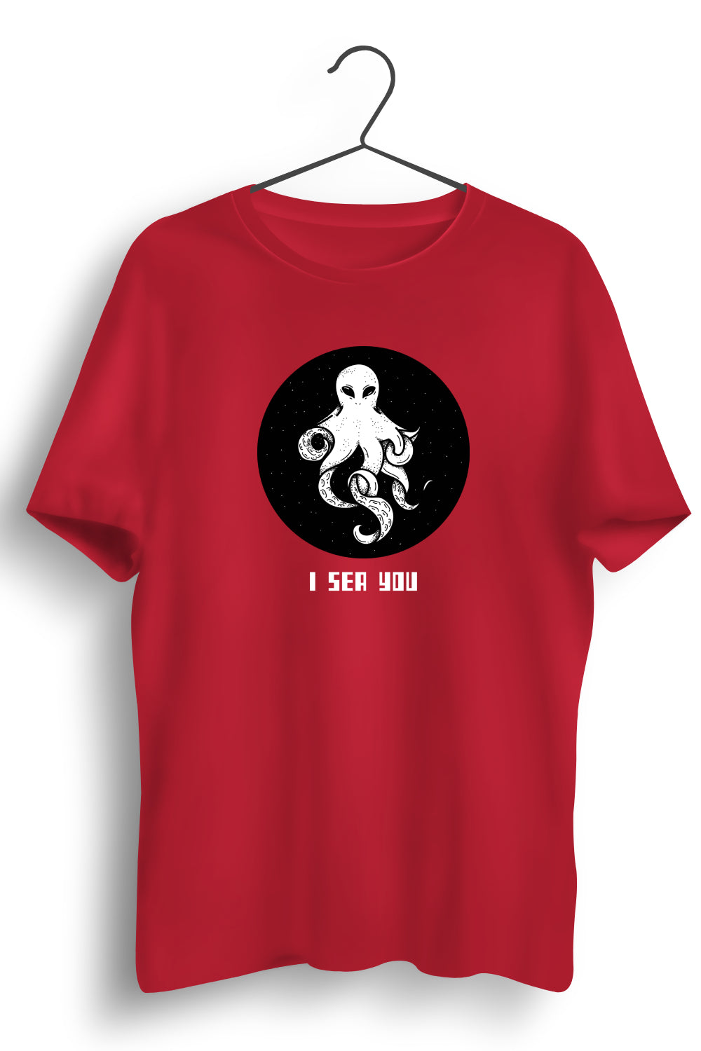 I Sea You Graphic Printed Red Tshirt