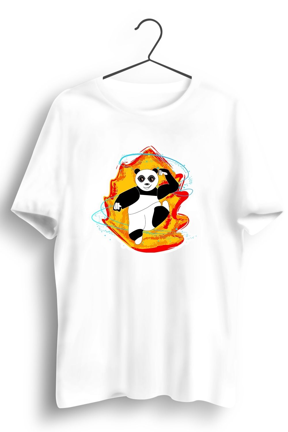 Panda On Fire Graphic Printed White Tshirt