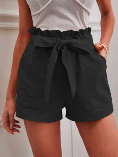 Black Paper Bag Shorts