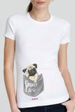 Pocket Pug - Quirky Graphic Printed Womens Tee