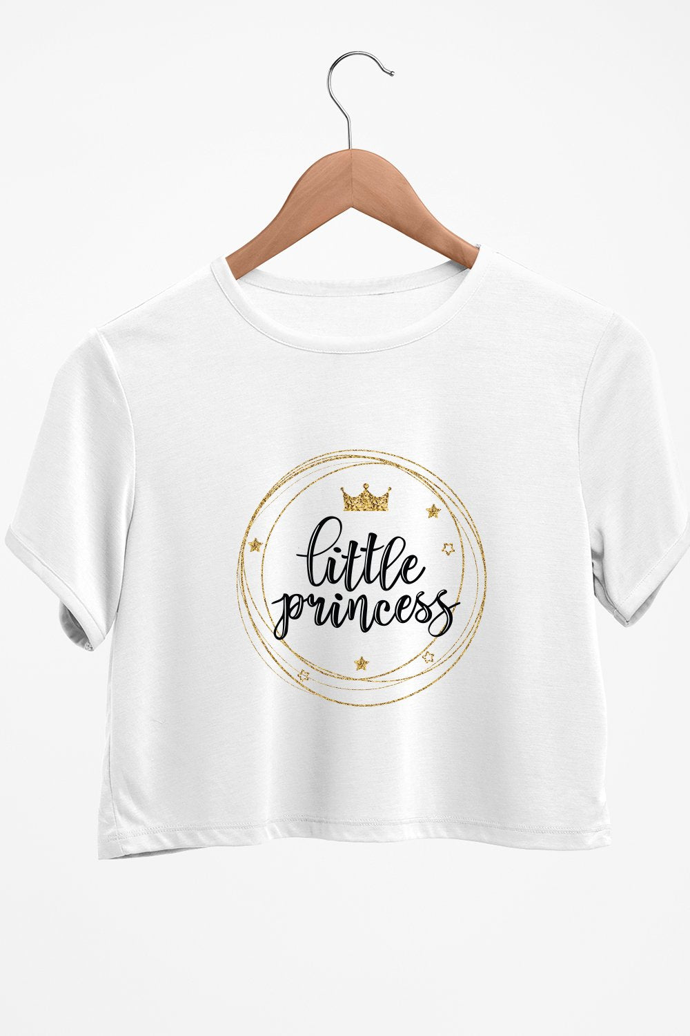 Little Princess Graphic Printed White Crop Top