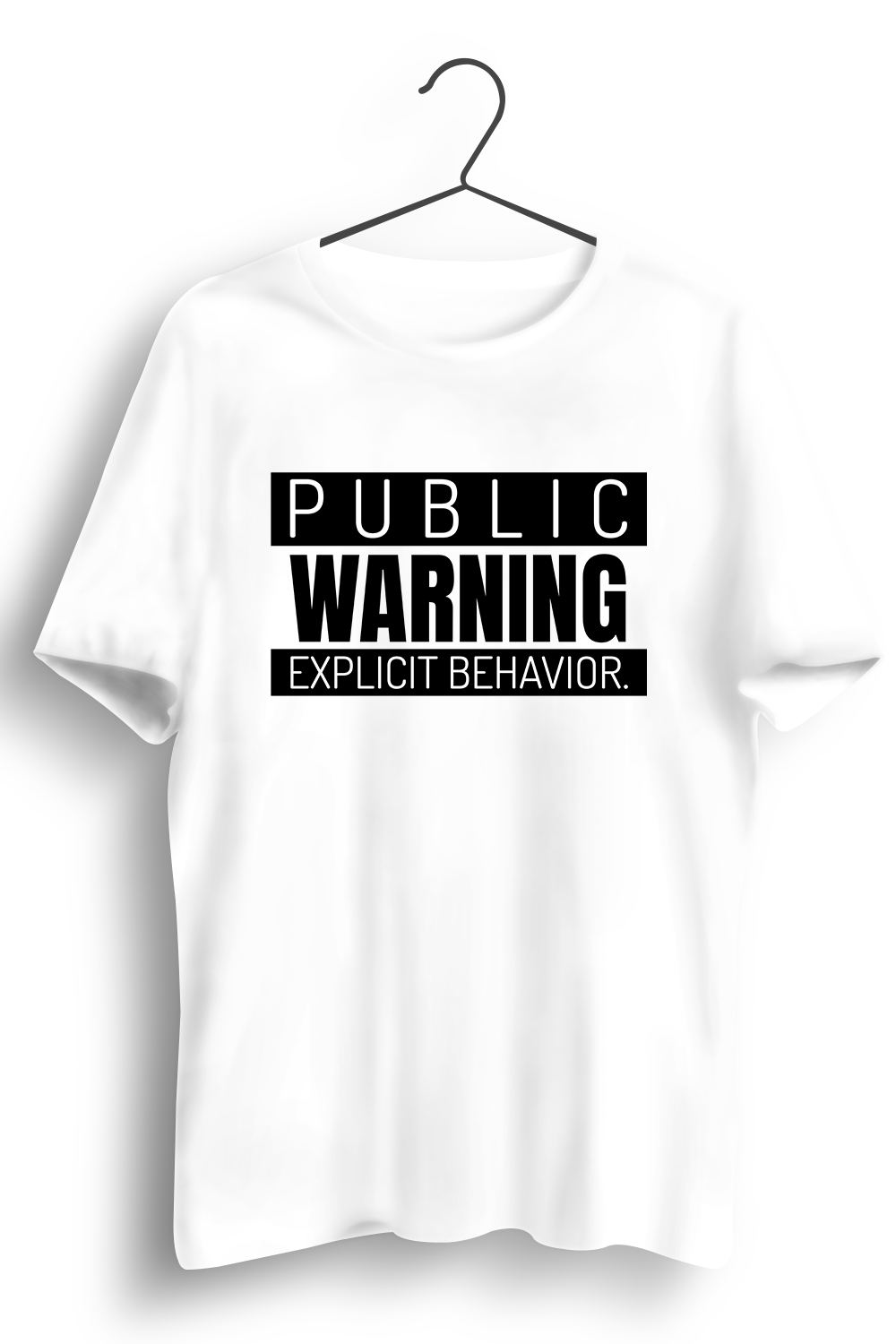 Public Warning Graphic Printed White Tshirt