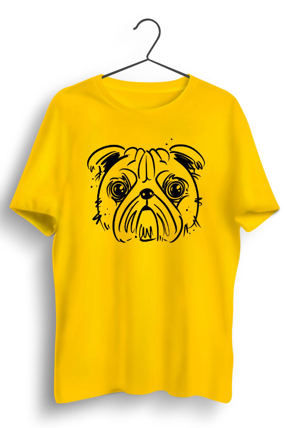 Pug Graphic Printed Yellow Tshirt