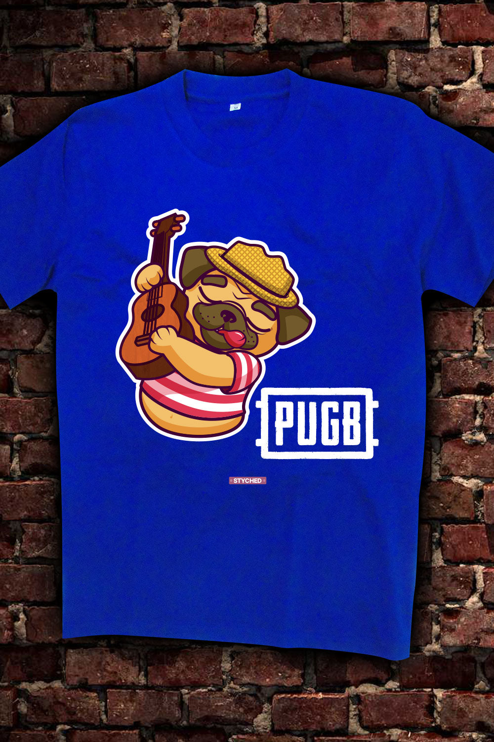 Pugb following PubG style - Quirky Graphic T-Shirt Blue Color