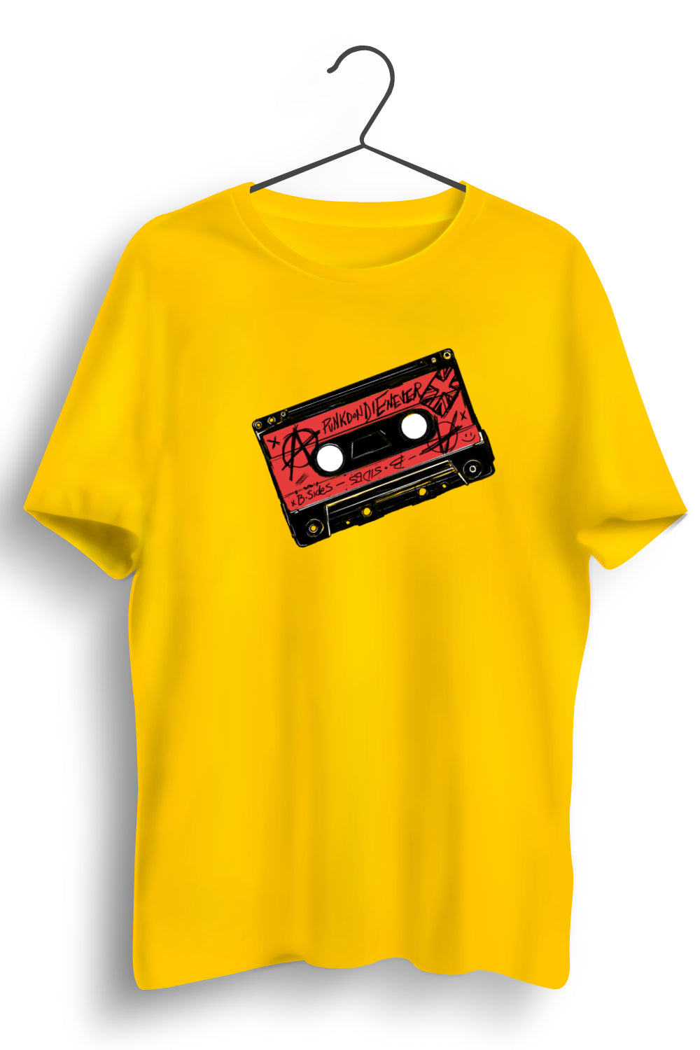 Punk Tape Graphic Printed Yellow Tshirt