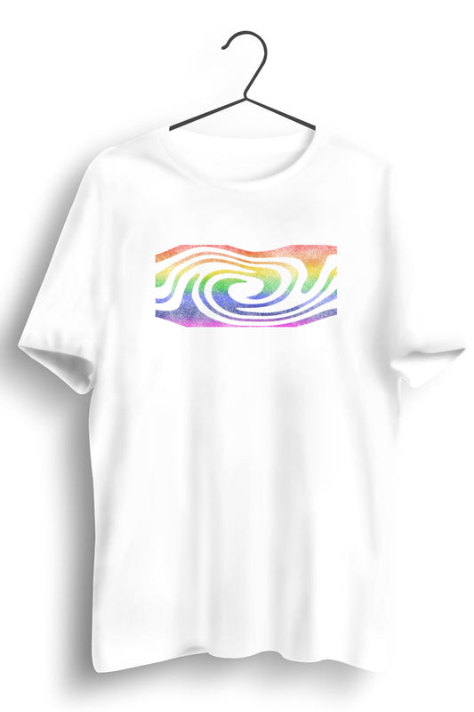 Rainbow Trance Graphic Printed White Tshirt