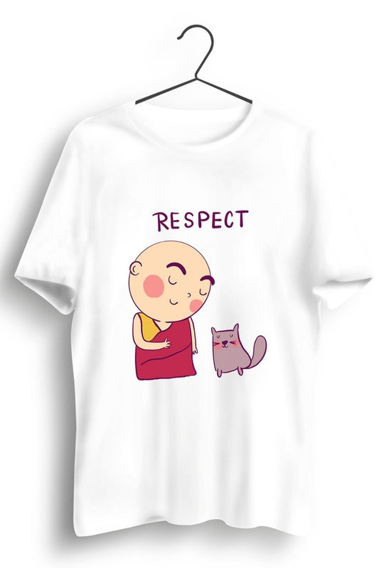 Respectful Monk Graphic Printed White Tshirt