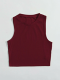Ribbed Cropped Maroon Top