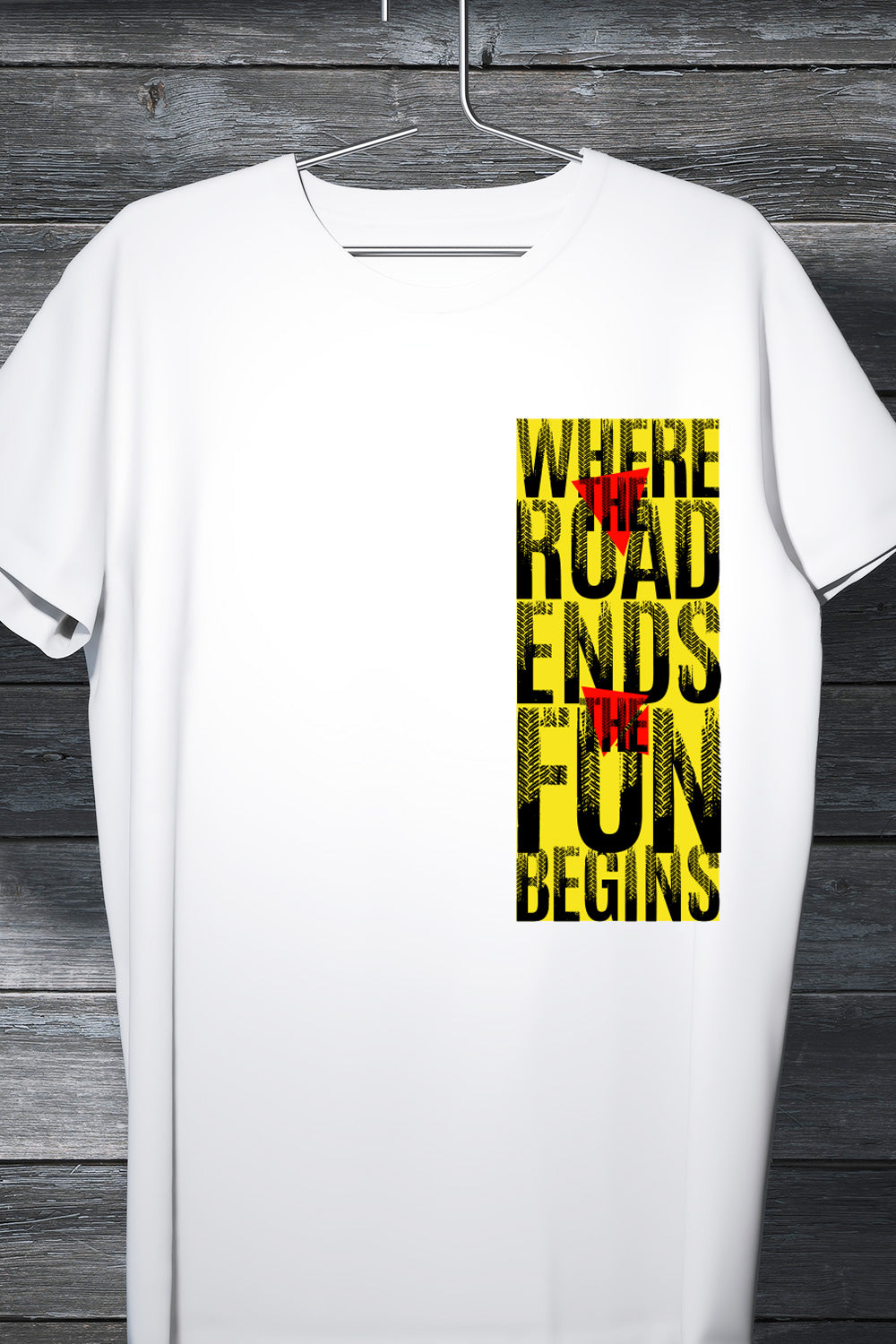 Where the road Ends the Fun Begins White Asymmetric Printed T-Shirt