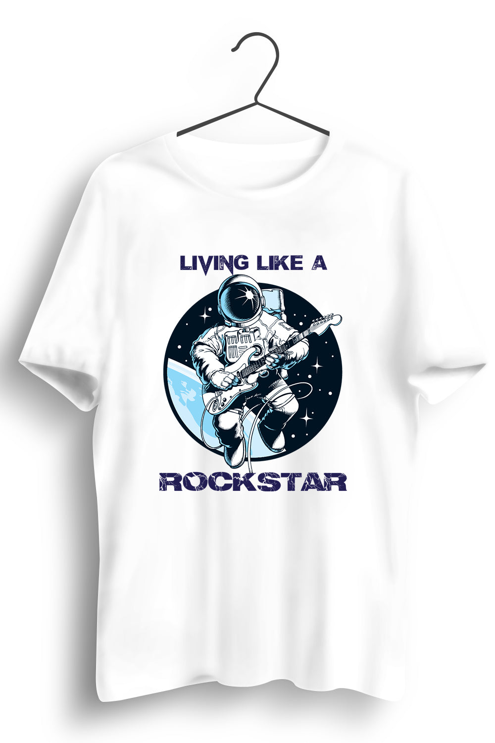 Living Like a Rockstar Graphic Printed White Tshirt