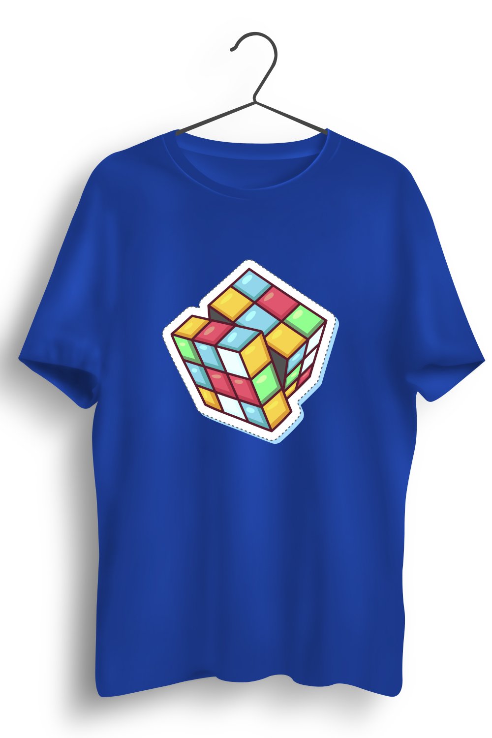 Rubiks Cube Printed Blue Tshirt